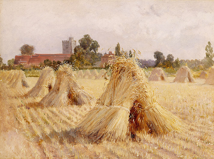 Corn Stooks By Bray Church ~ Heywood Hardy